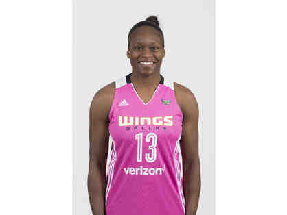 Karima Christmas-Kelly Game-Worn, Autographed Dallas Wings Breast Health Awareness Jersey