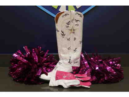 Sean Lee Game Worn Signed Glove & Dallas Cowboys Cheerleader Worn Boot & BHA Pom Poms