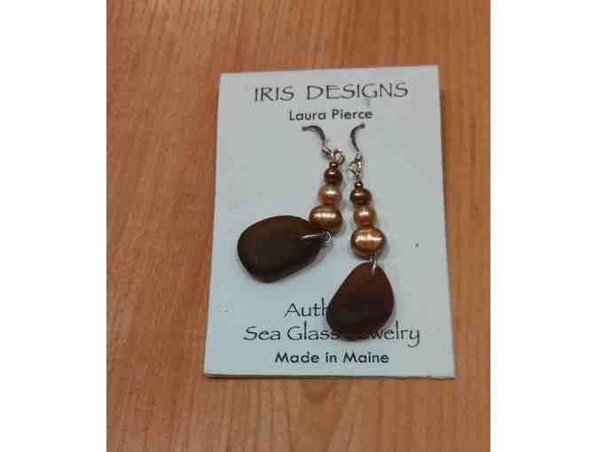 Sea Glass & Pearl Necklace and Earrings Set