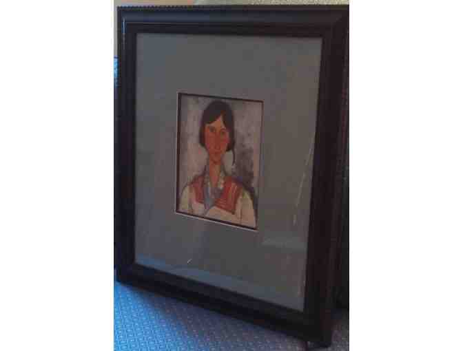 'Gypsy Woman' by Amadeo Modigliani, Framed Print