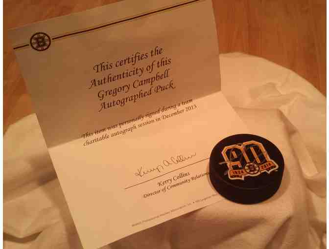 Gregory Campbell Autographed Puck with Certificate of Authenticity
