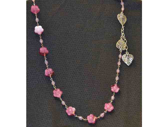 Glass & Rose Quartz Sterling Silver Necklace