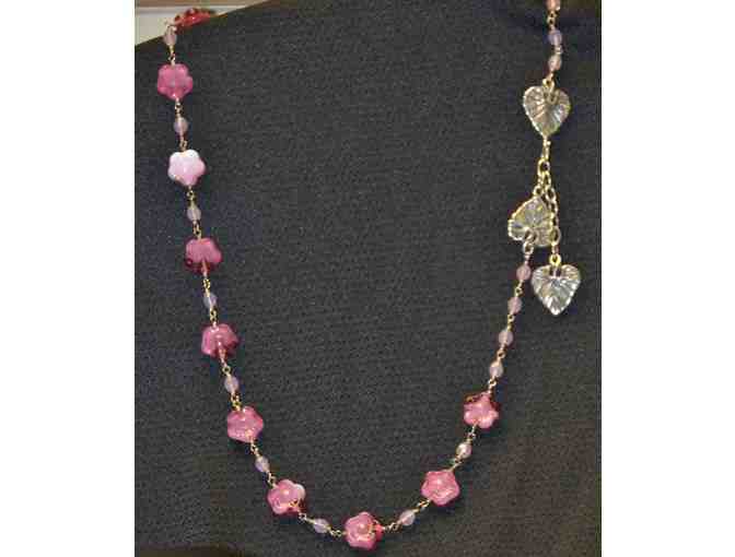 Glass & Rose Quartz Sterling Silver Necklace