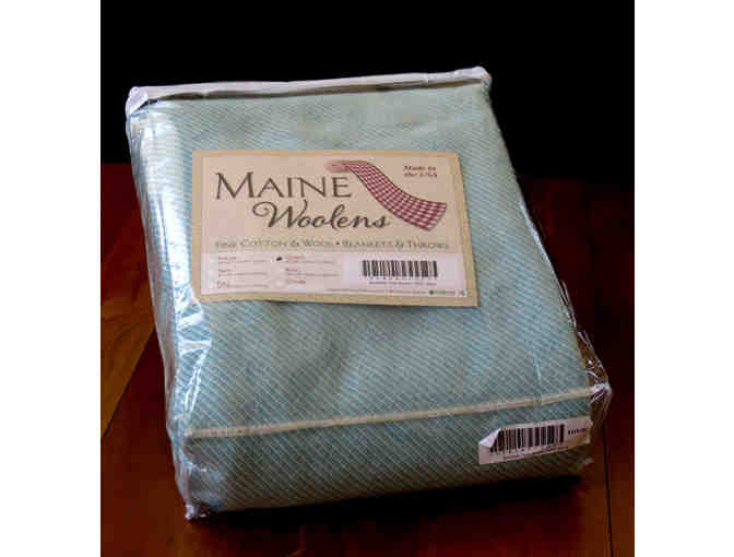 Bowdoin Teal Blanket from Maine Woolens