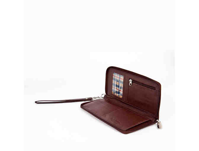 Rogue Zip Clutch in Saddle Brown