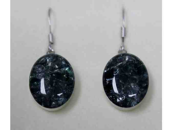 Maine Blue tourmaline and sterling silver doublet earrings