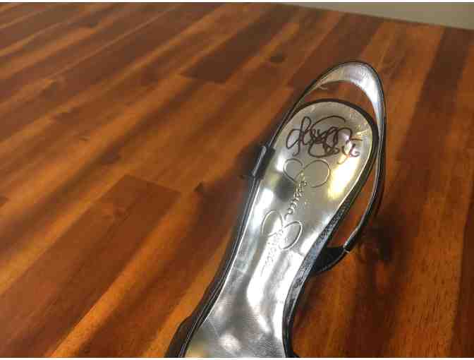 SIGNED AND AUTHENTICATED JESSICA SIMPSON BLACK LEATHER STILETTO SHOE