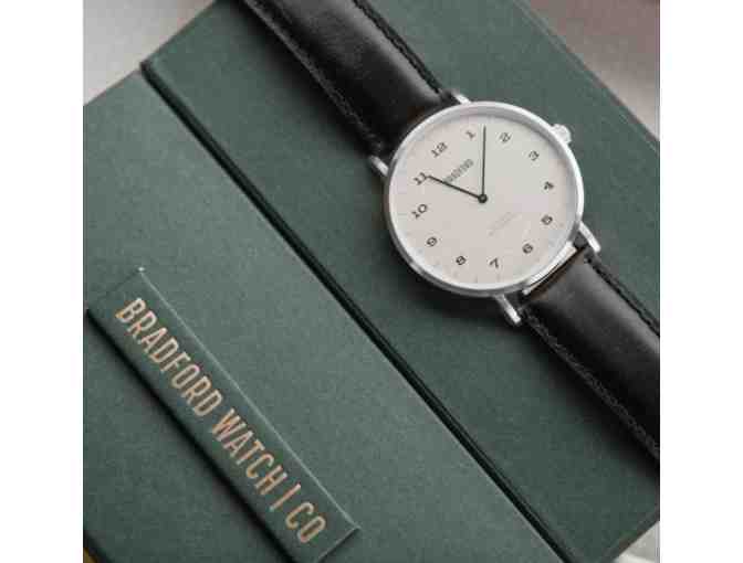 Bradford Watch Co. - The Claypool (Black Leather Strap with Brushed Stainless Finish)