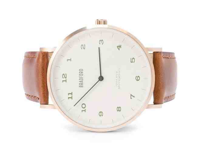Bradford Watch Co. - The Claypool (Brown Leather Strap with Brushed Rose Gold Finish)