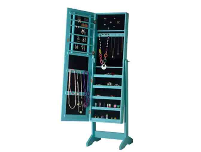 Cheval Free Standing Jewelry Armoire, Turquoise