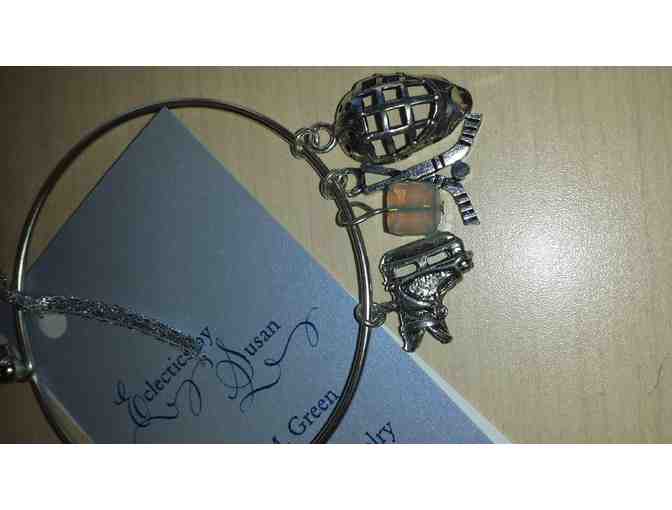 Artist Designed Jewelry: Bangle Bracelet With Hockey Theme
