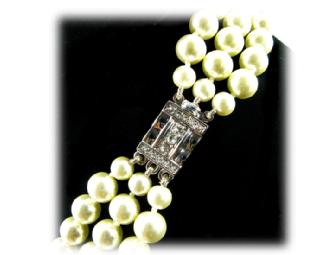 Jacqueline Kennedy Triple Strand Faux Pearl Necklace