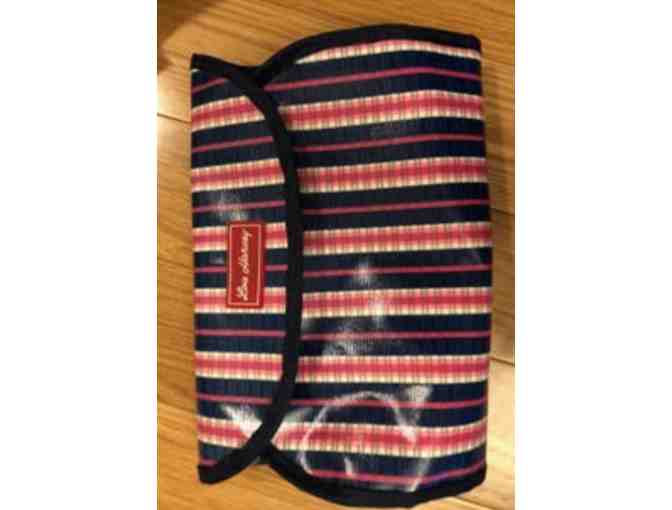 Blue and Pink Striped Toiletry Bag