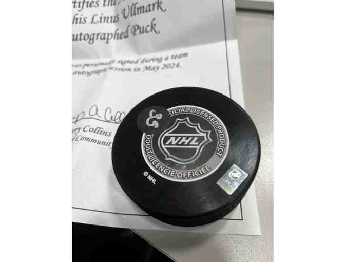 Linus Ullmark Autographed Puck - Boston Bruins