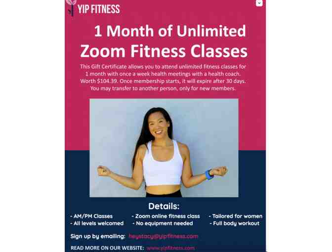1 month of unlimited Zoom Fitness classes