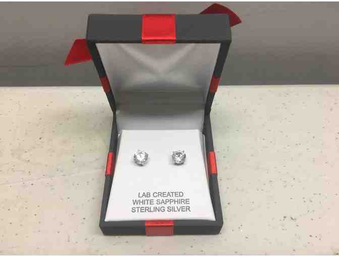 Sapphire and Diamond Ring with White Sapphire Earrings