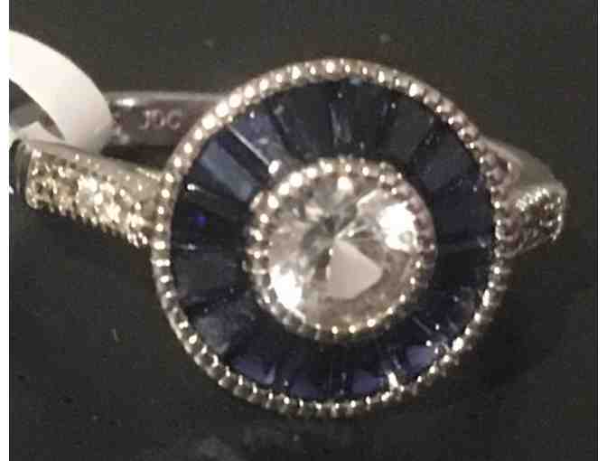 Sapphire and Diamond Ring with White Sapphire Earrings