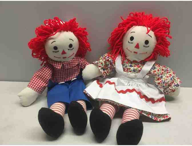 Handmade Raggedy Ann and Andy Dolls with Handmade Afghan