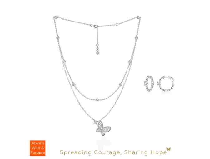 You Are My Butterfly! Necklace and Earrings Set in White Gold