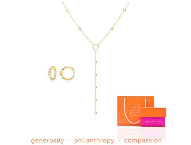 Lovely Lariat Necklace and Earrings in Yellow Gold