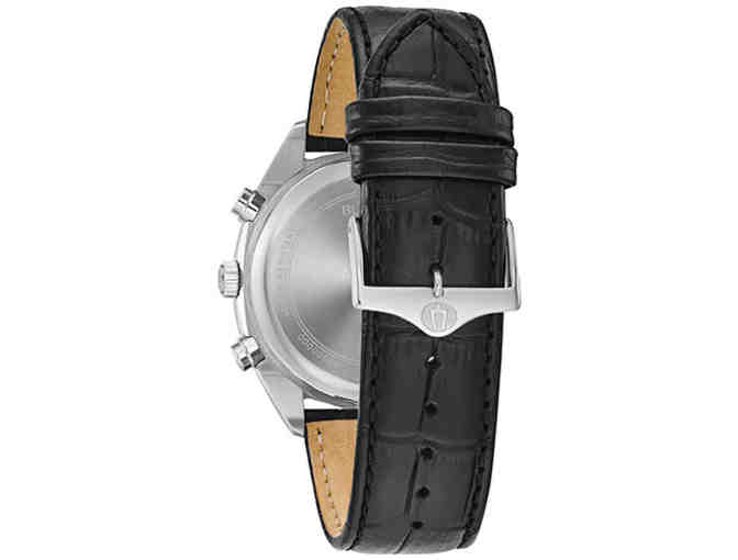 Bulova Chronograph Black Dial Men's Quartz Watch With Leather Band