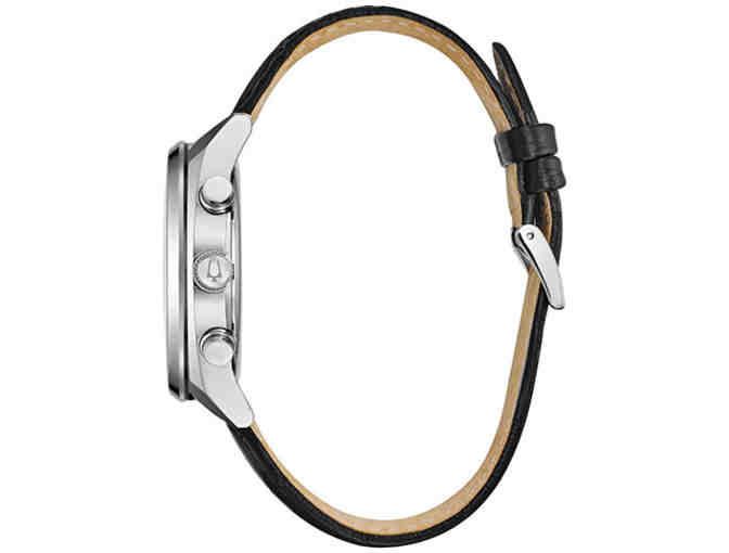 Bulova Chronograph Black Dial Men's Quartz Watch With Leather Band