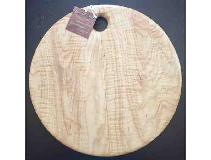 Handcrafted Round Curly Maple Serving/Cutting Board - Photo 1