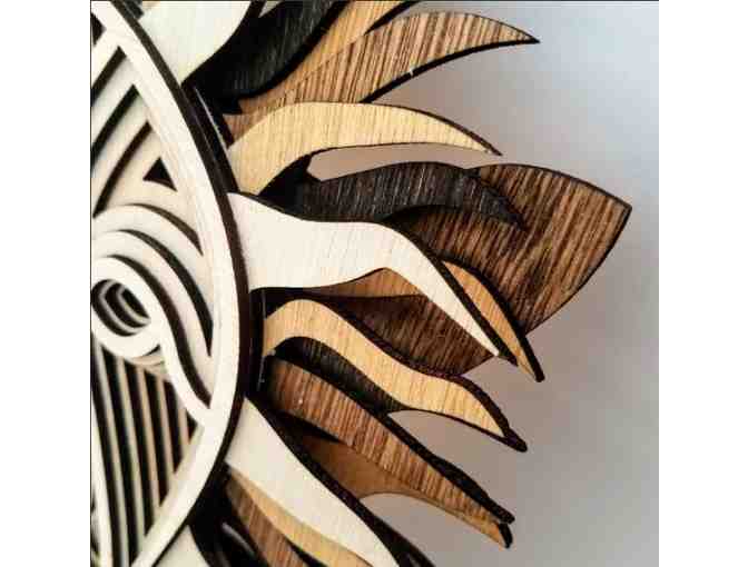 New England Carving - Layered Geometric Laser Cut Wood Lion Mandala Wall Art
