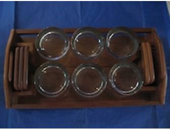 Wooden Tray & Glass Set