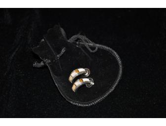 Silver Earrings inlaid with Semi-Precious Gem Stones