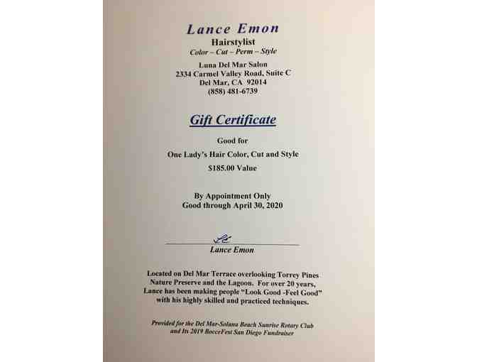 1 Lady's Hair Color, Cut and Style with Lance Emon