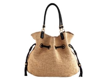 Annabel Ingall Romane Tote in Natural w/ Black Leather Handles