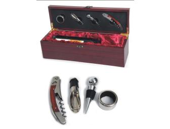Rosewood Wine Box w/4 Tools & Plush Lining- Engraved with Dragon Athletics