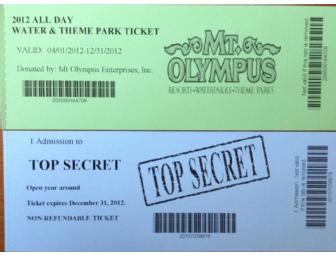 4 Passes to Mt. Olympus Water and Theme Park and Top Secret
