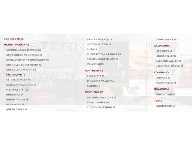 4 Harkins theatres Admit One Tickets (Various Locations)