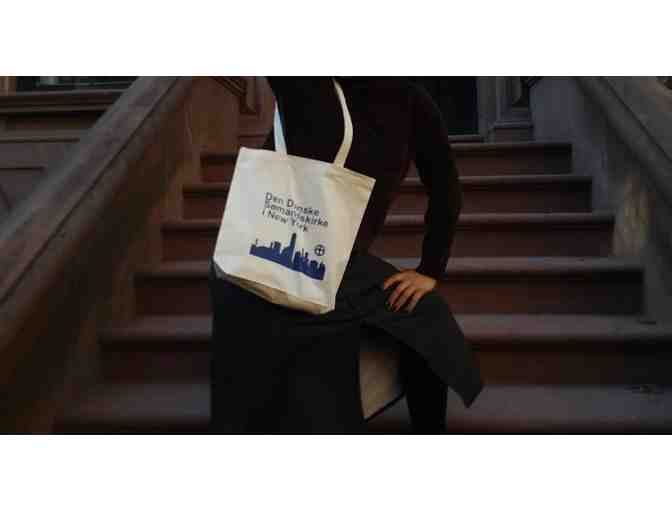 Danish Seamen's Church totebag and coffee cup filled with lollipops