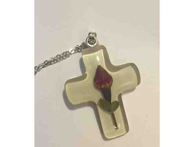 Bud Pressed flower stained glass pendant
