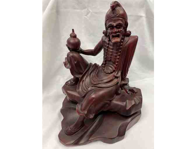 Thai Carved Hardwood Figure, Chi Kong, Circa 2012, depicting angry old man