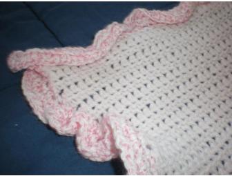 Hand-crocheted pink baby blanket