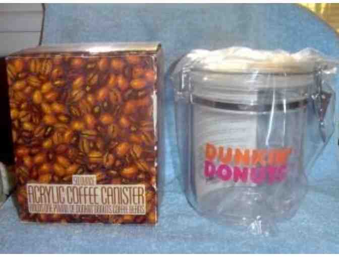 Dunkin Donuts Acrylic Coffee Canister and 24oz Cold Beverage Sipper
