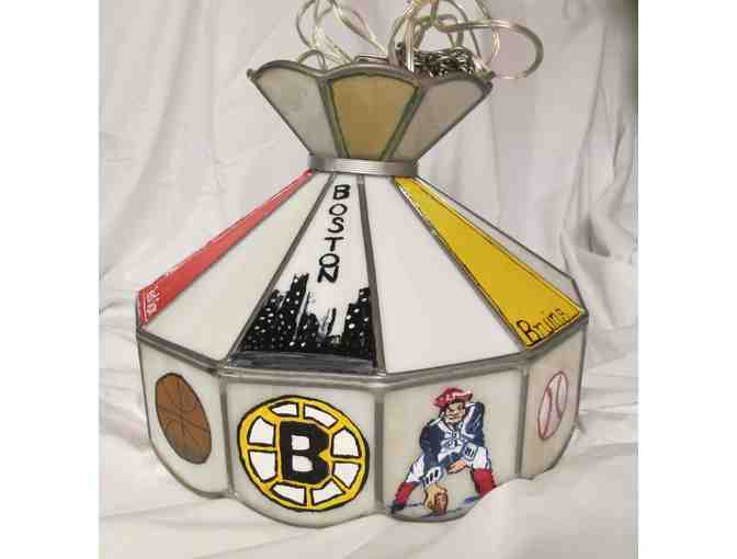 Boston Sports hand-painted Tiffany-style swag lamp