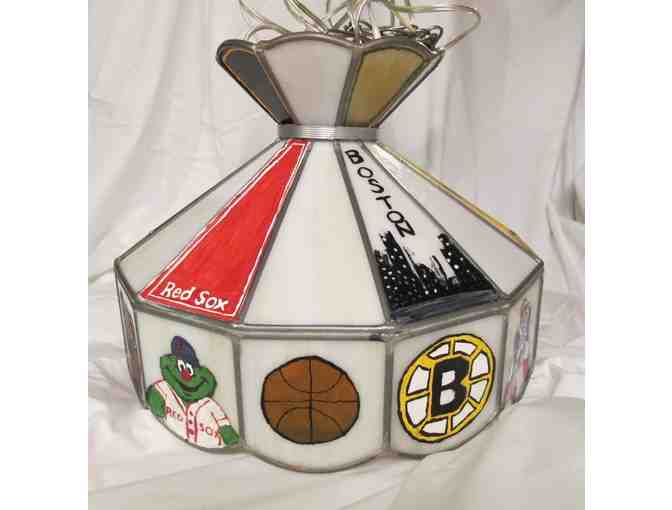 Boston Sports hand-painted Tiffany-style swag lamp