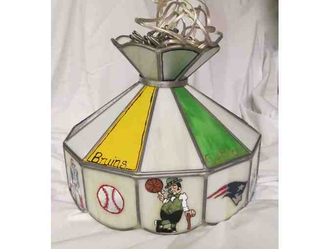 Boston Sports hand-painted Tiffany-style swag lamp