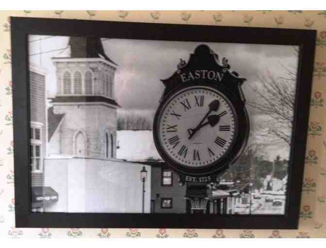 Black & White Framed Print of Main St. Clock (20x30 in.)