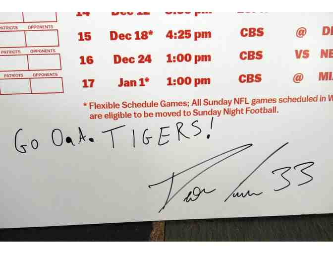 Dion Lewis Autographed Super Bowl LI Football & 2016 Patriots Schedule Poster