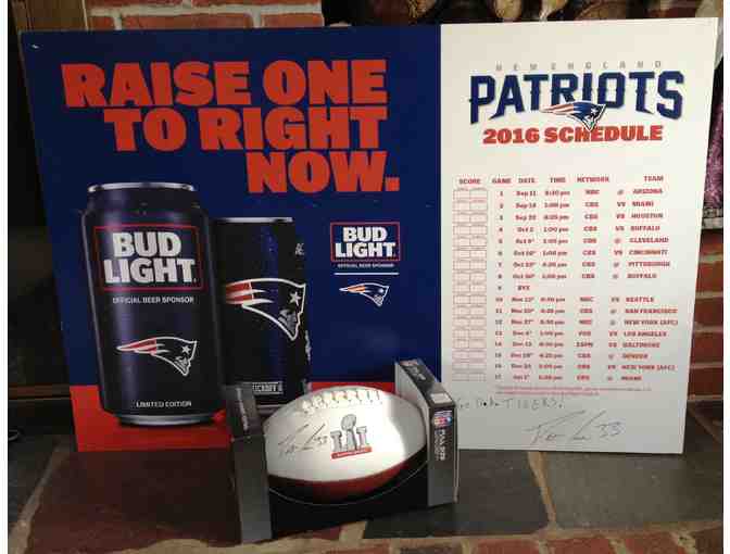 Dion Lewis Autographed Super Bowl LI Football & 2016 Patriots Schedule Poster