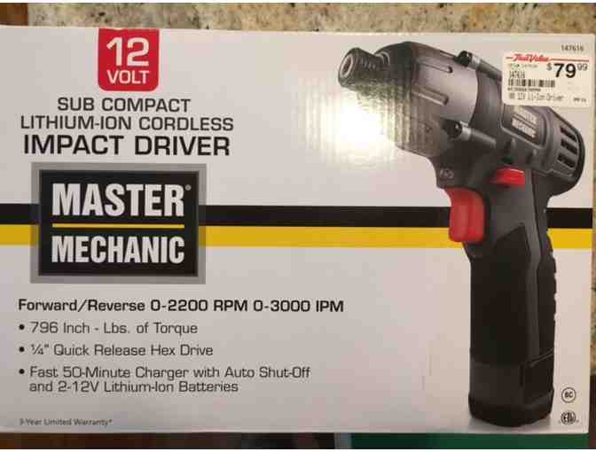Master Mechanic Cordless 1/4-In. Impact Driver, LED Light, 12-Volt Lithium-Ion Battery