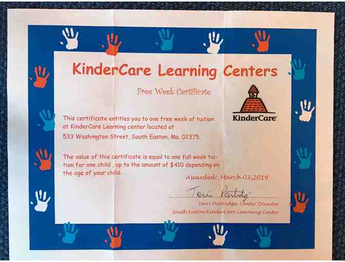 One free week of Tuition at KinderCare plus gift bag