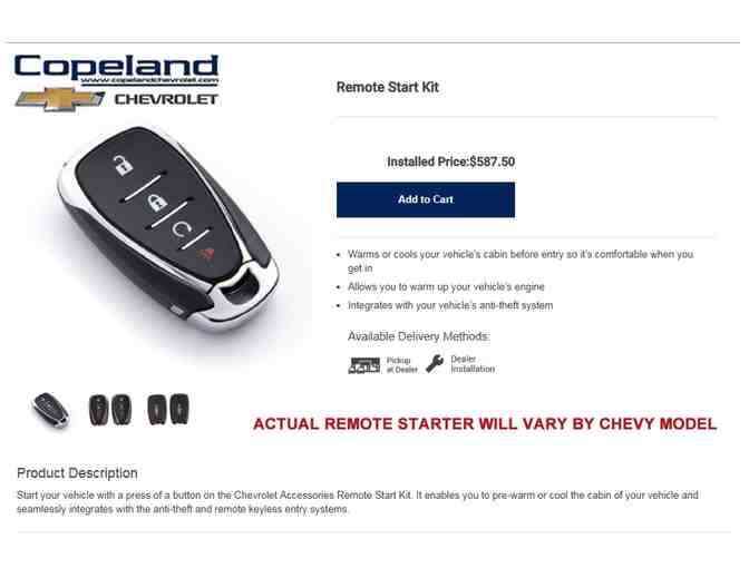 $588 Certificate for Chevrolet Remote Starter from Copeland Chevrolet