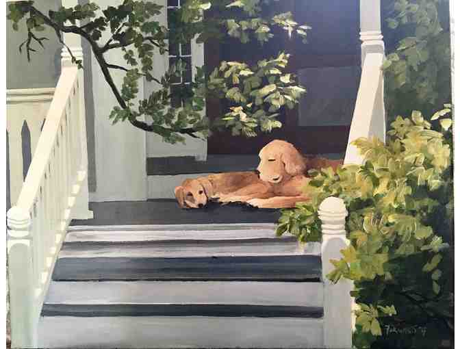 Signed, Original Acrylic on Canvas: 'Dog Nap' by Susan Fornaro